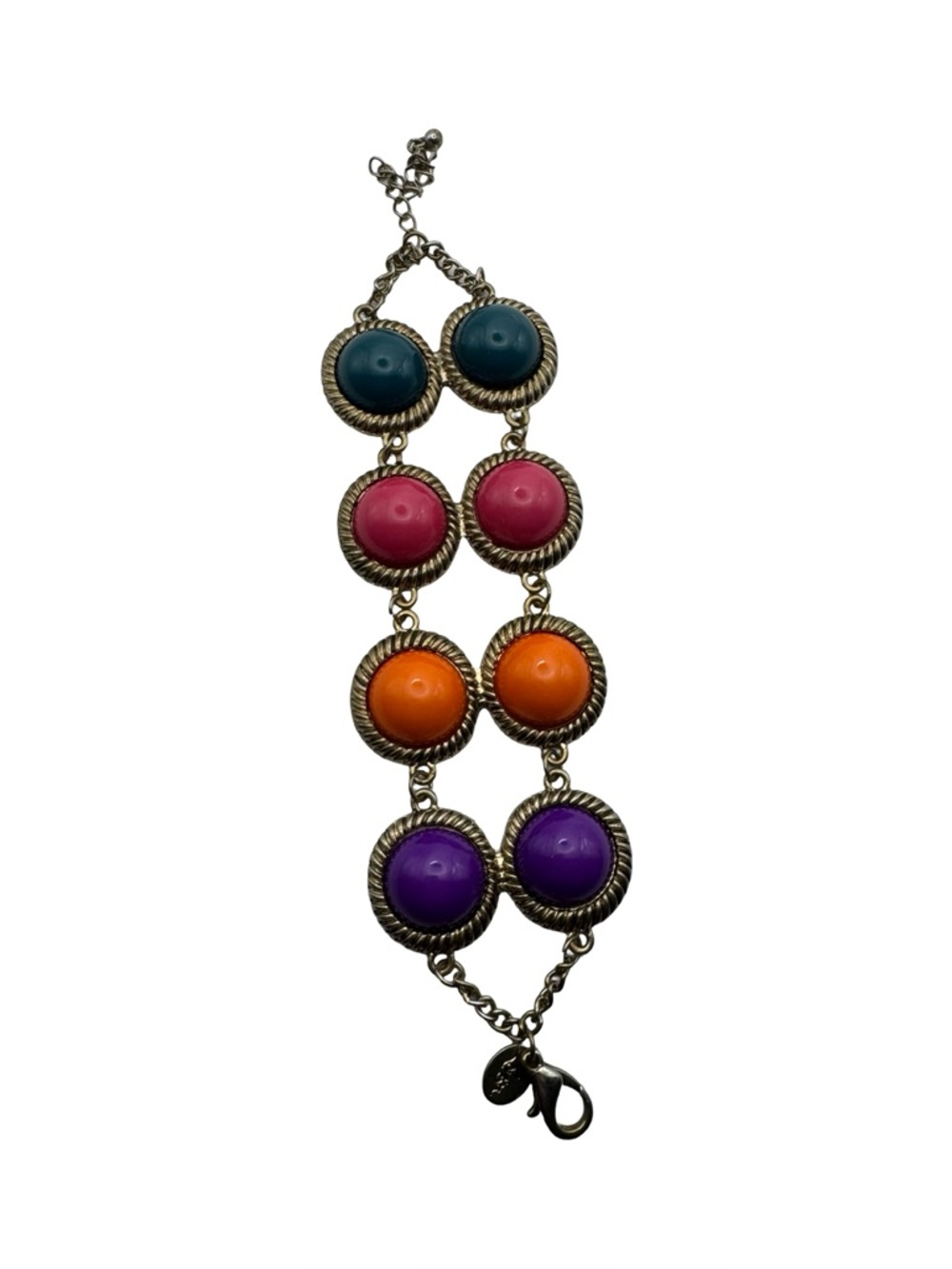 Lovisa Double Strand‎ Bracelet Gold Tone Multicolor Cabochon Link Lobster Clasp